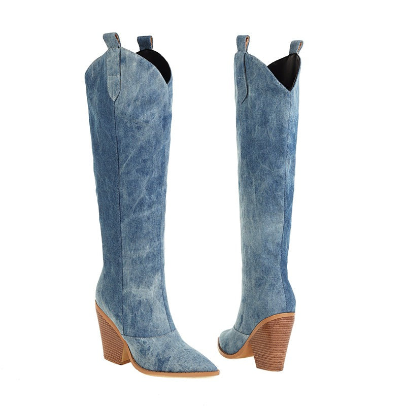 Bottes de cow-boy en denim