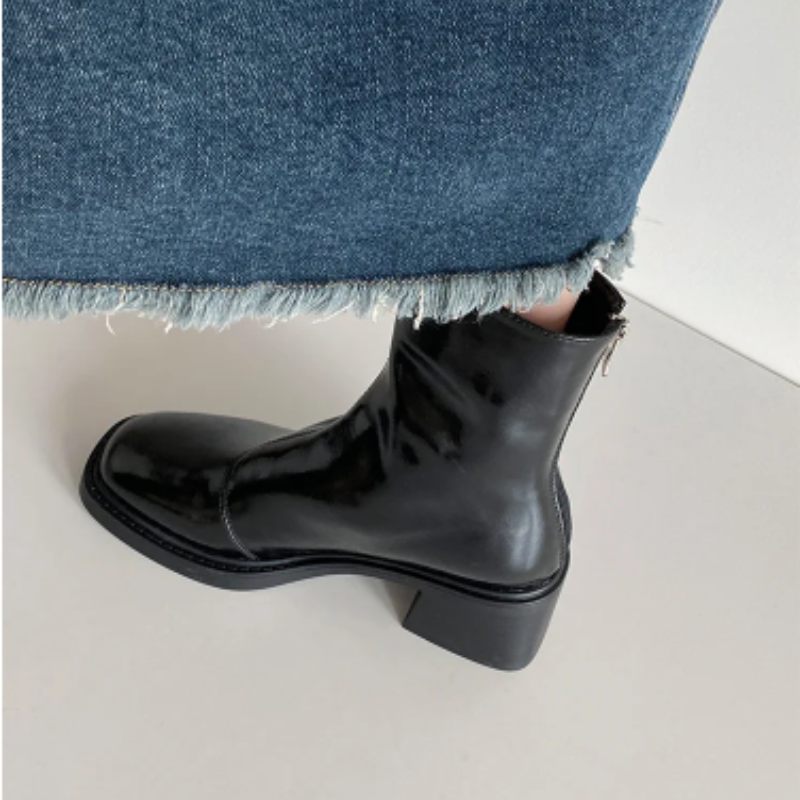 Bottines à talon bloc et à nez carré pour femmes - Bottines pour femmes