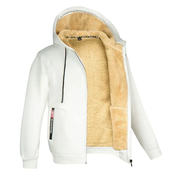 TOMMY - Sweat à Capuche Zippé en Fleece avec Laines de Mouton