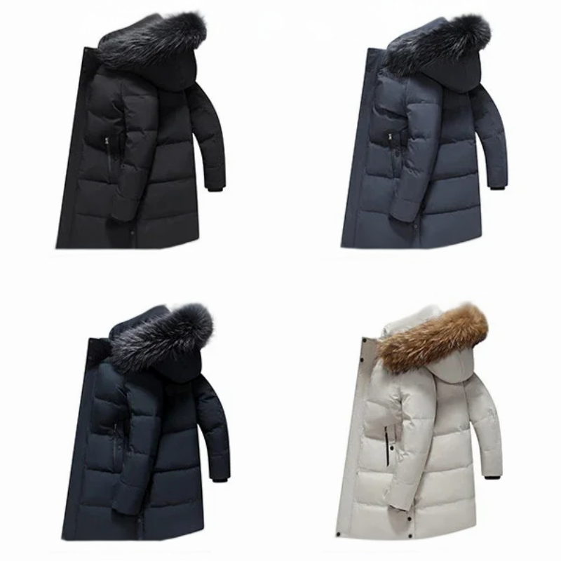 Veste d'hiver parka pour homme avec capuche en fourrure et fermetures éclair