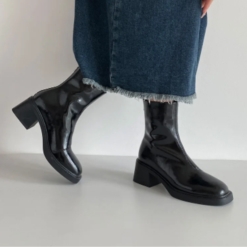 Bottines à talon bloc et à nez carré pour femmes - Bottines pour femmes