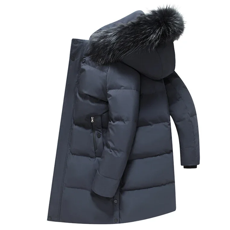 Veste d'hiver parka pour homme avec capuche en fourrure et fermetures éclair