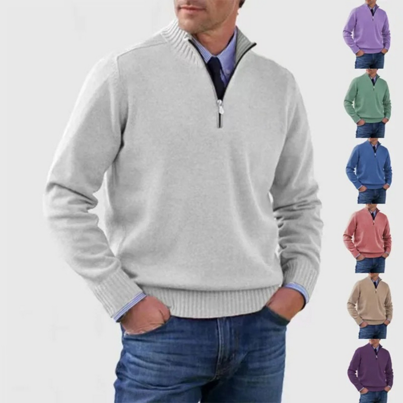 Pull zippé homme - Elégant pull en maille avec fermeture éclair