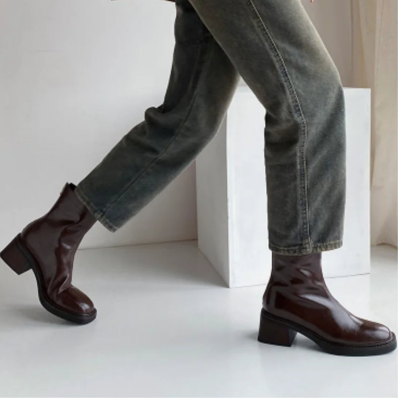 Bottines à talon bloc et à nez carré pour femmes - Bottines pour femmes