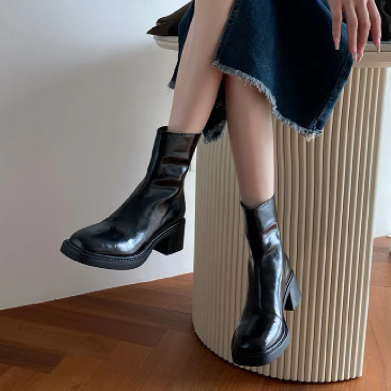 Bottines à talon bloc et à nez carré pour femmes - Bottines pour femmes