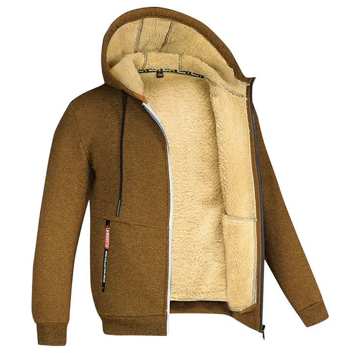 TOMMY - Sweat à Capuche Zippé en Fleece avec Laines de Mouton