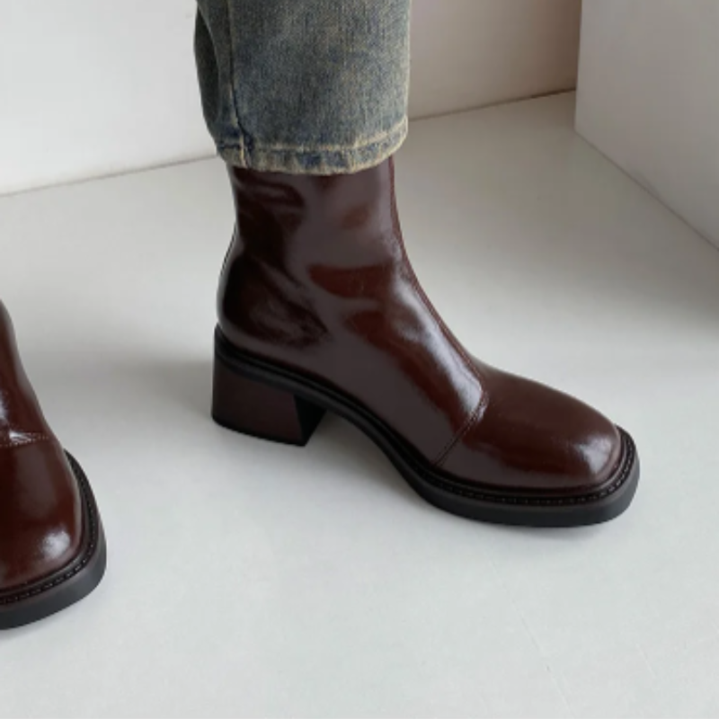 Bottines à talon bloc et à nez carré pour femmes - Bottines pour femmes