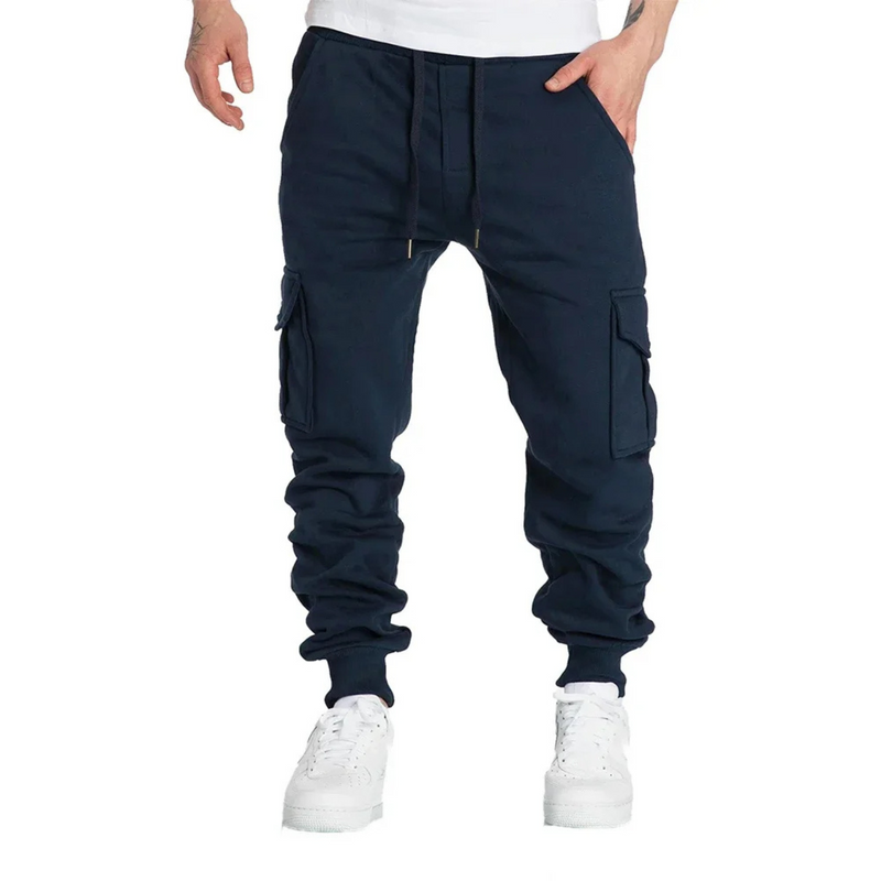 Cordon de serrage à la taille en vrac coton tissu pantalon cargo homme