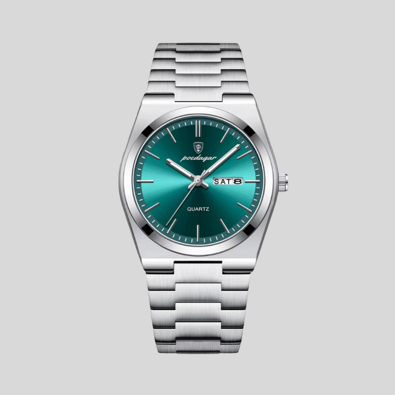 Montre chronographe homme 41 mm acier inoxydable | Cadran noir ou argent, élégance sportive | Fogella