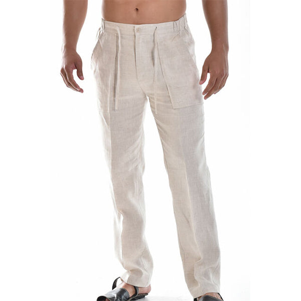 Pantalon d'été en lin respirant pour homme - Confort et fraîcheur - Fogella - Idéal pour les journées chaudes avec une sensation de légèreté - Tissu aéré et coupe décontractée