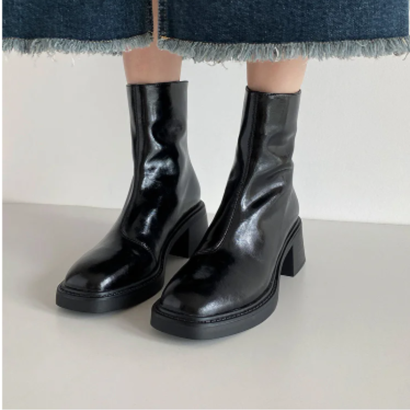 Bottines à talon bloc et à nez carré pour femmes - Bottines pour femmes