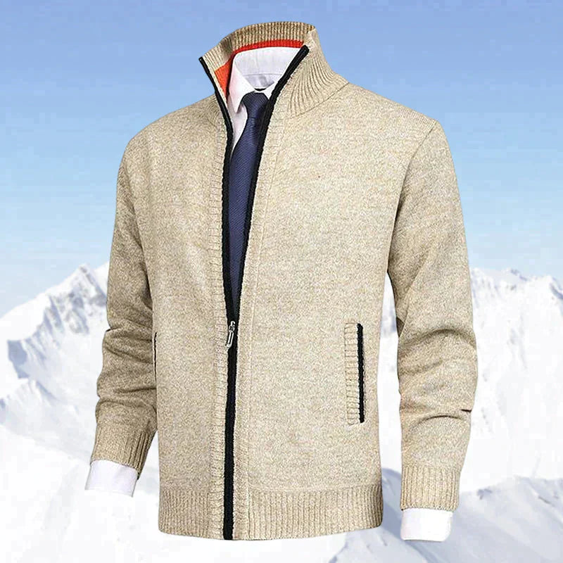 John - Elegant Cardigan Zippé Pour Homme Avec Col et Poches