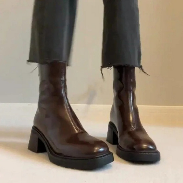 Bottines à talon bloc et à nez carré pour femmes - Bottines pour femmes