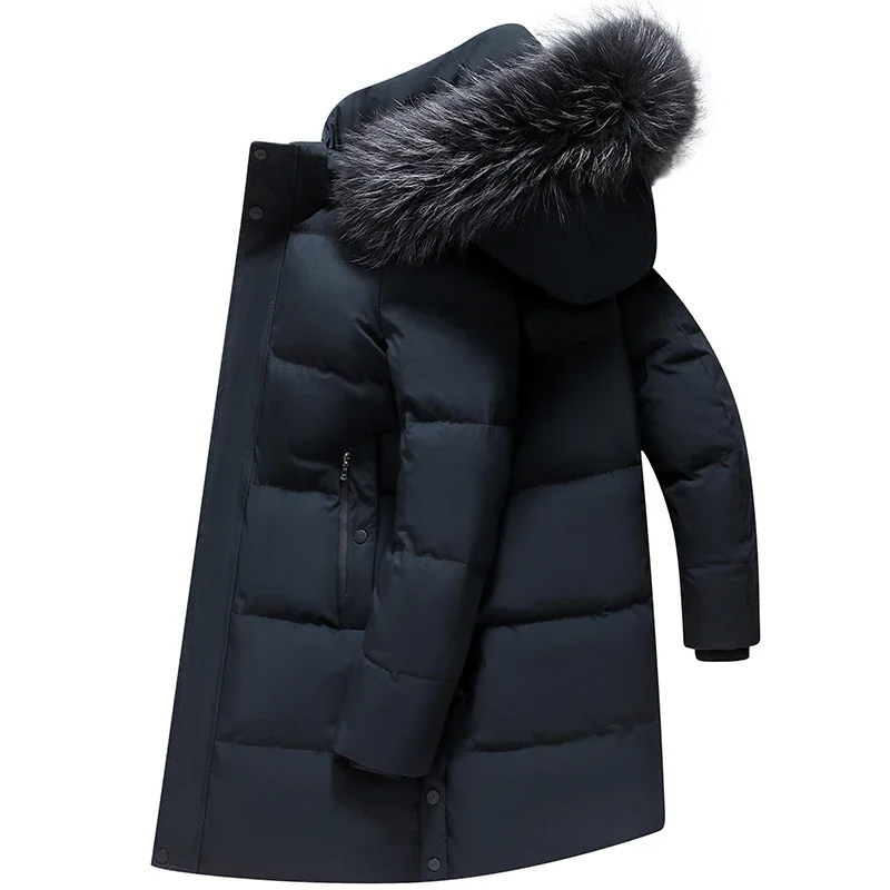 Veste d'hiver parka pour homme avec capuche en fourrure et fermetures éclair