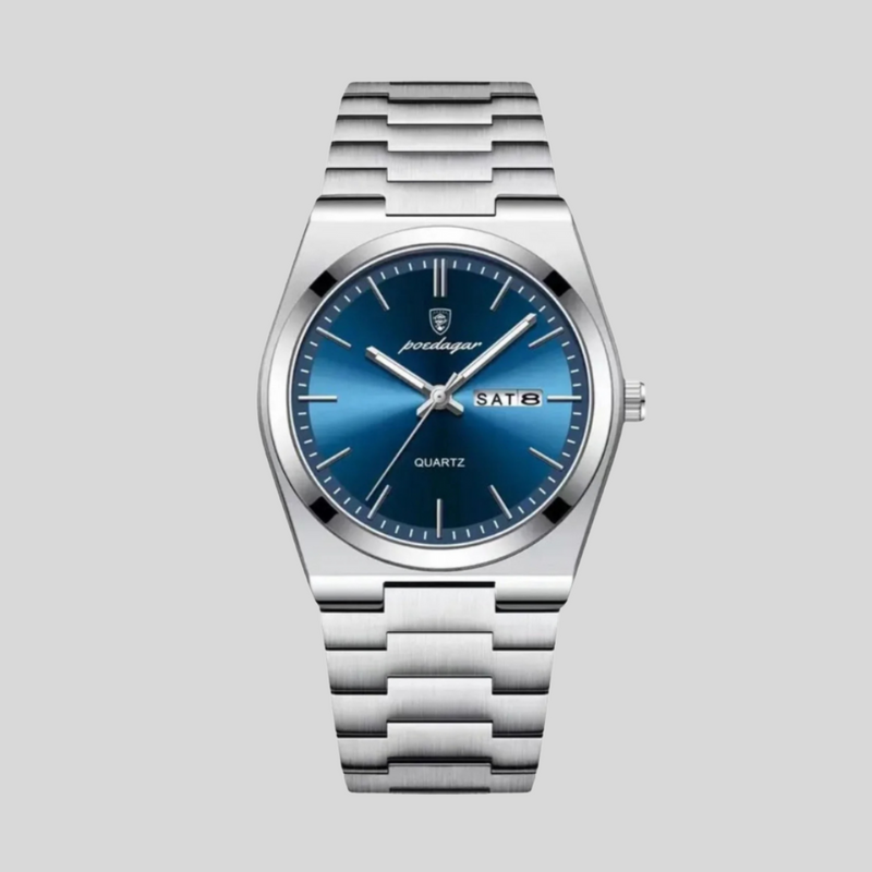 Montre chronographe homme 41 mm acier inoxydable | Cadran noir ou argent, élégance sportive | Fogella