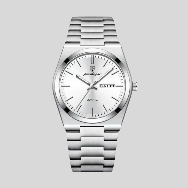 Montre chronographe homme 41 mm acier inoxydable | Cadran noir ou argent, élégance sportive | Fogella