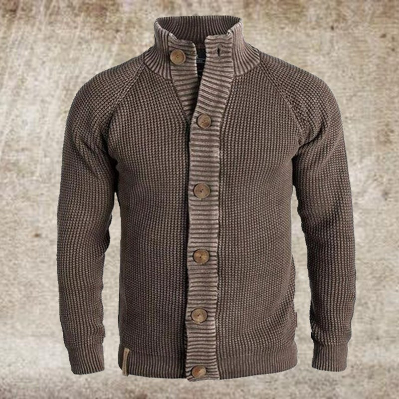 Cardigan en maille unie à manches longues pour hommes