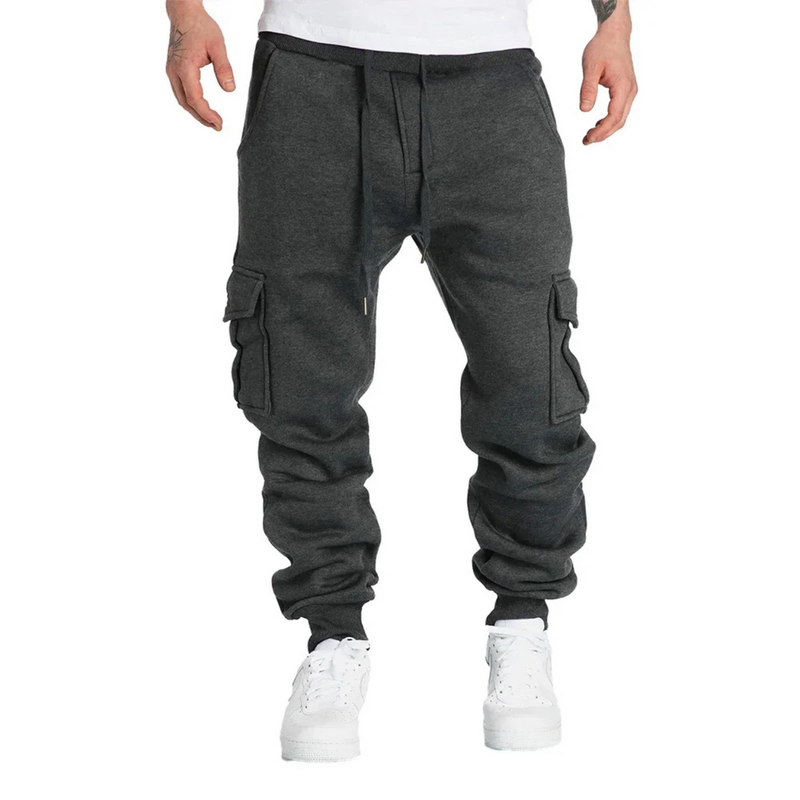 Cordon de serrage à la taille en vrac coton tissu pantalon cargo homme