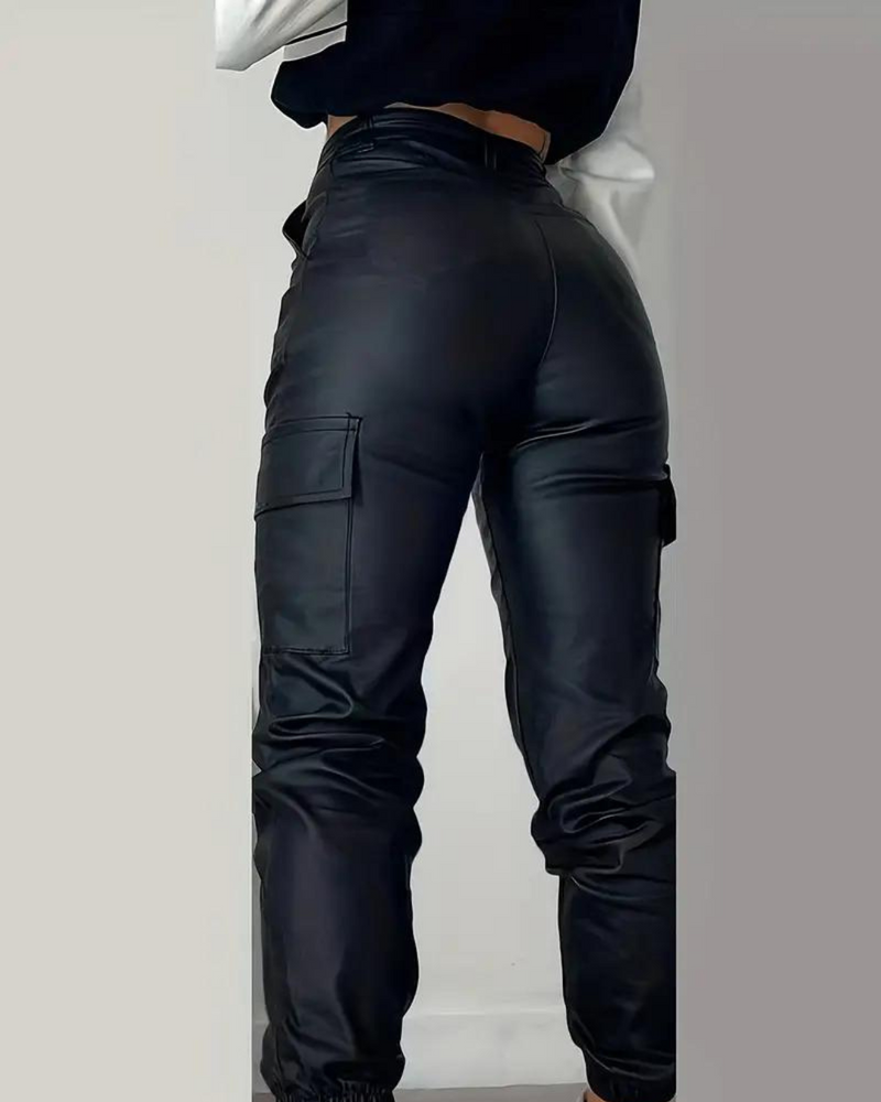 Élodie - Pantalon cargo confortable en cuir