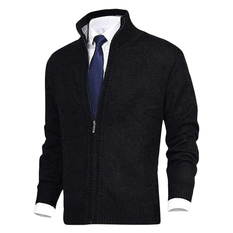 John - Elegant Cardigan Zippé Pour Homme Avec Col et Poches