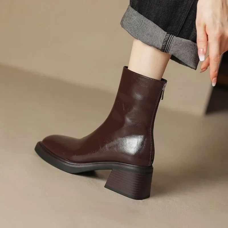 Bottines à talon bloc et à nez carré pour femmes - Bottines pour femmes