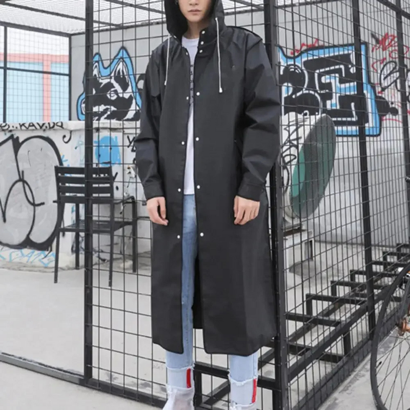 Manteau de pluie homme long imperméable avec capuche et poches