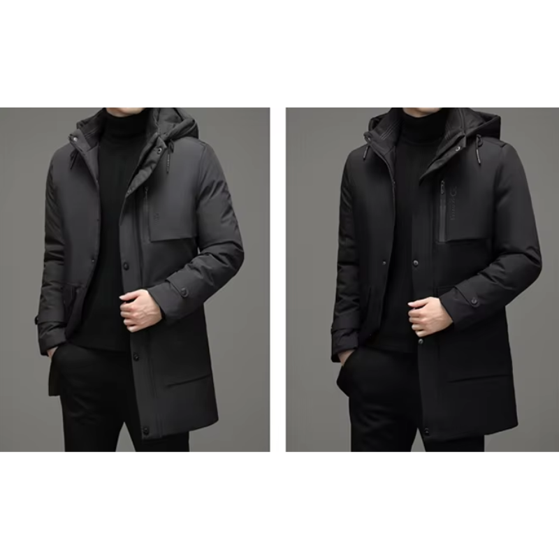 Veste d'hiver parka pour homme avec capuche et poches zippées