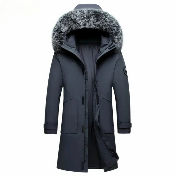 Parka d'hiver pour homme avec col amovible en fourrure synthétique, coupe-vent