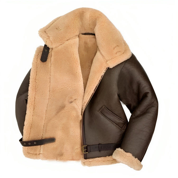 Manteau en cuir d'hiver avec fourrure pour hommes - Élégance et chaleur - Fogella - Parfait pour les journées froides