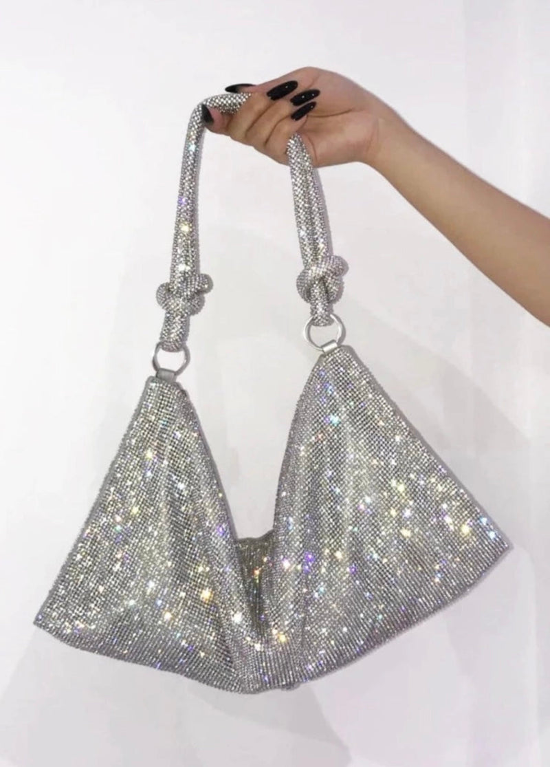 Isabelle - Sac argenté en strass