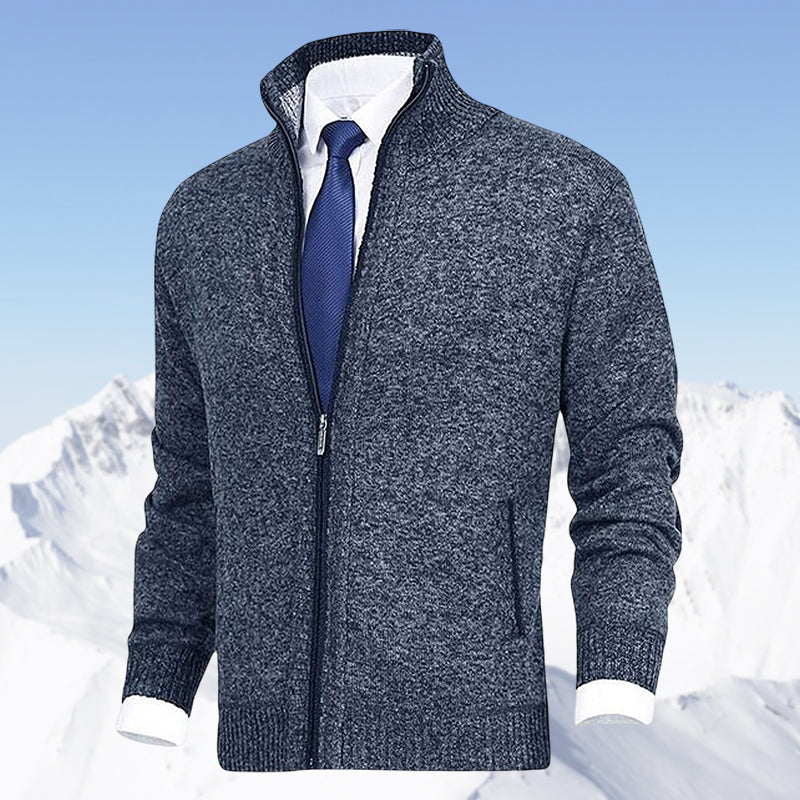 John - Elegant Cardigan Zippé Pour Homme Avec Col et Poches