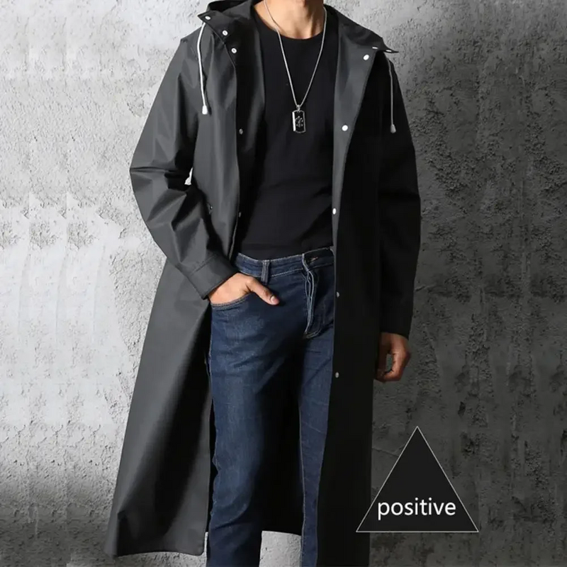 Manteau de pluie homme long imperméable avec capuche et poches