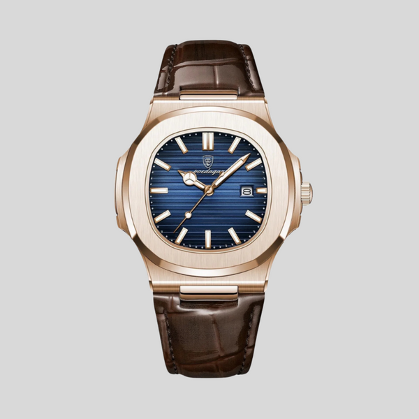 Montre chronographe homme 41 mm | Bracelet cuir & cadran bleu, vert, noir ou argent | Élégance moderne & performance | Fogella