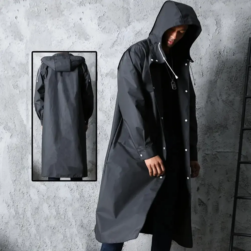 Manteau de pluie homme long imperméable avec capuche et poches