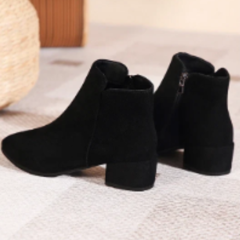 Bottines à talons bas avec fermeture éclair latérale pour femmes