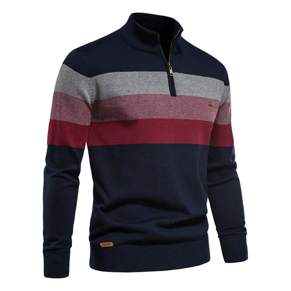 Alexandre - Pull zippé rayé Premium