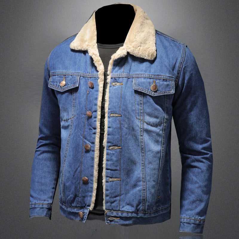 Ethan - Veste en Jean Coupe-Vent Doublée de Fleece pour Hommes