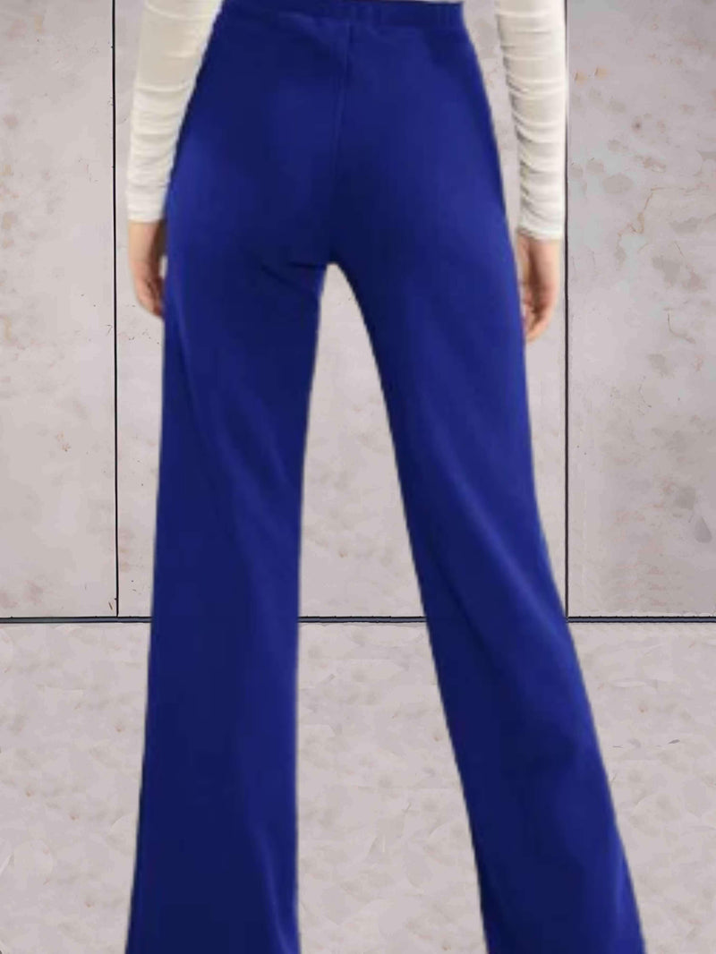 Viviane - Pantalon taille haute moulant, chic et uni à jambes larges