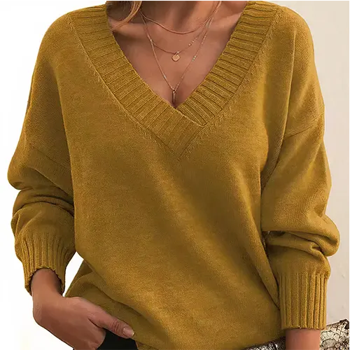 Emryn - Pull Chaud Col V Pour Femme - Automne