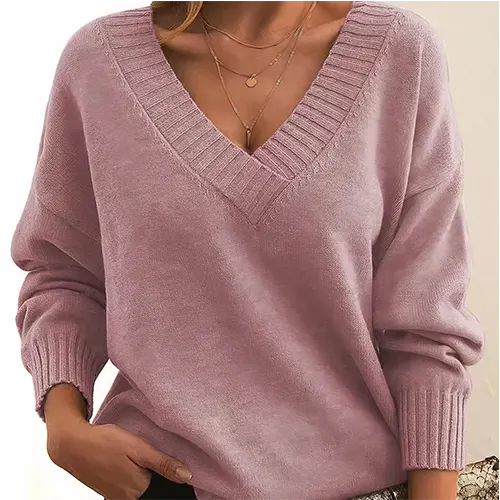 Emryn - Pull Chaud Col V Pour Femme - Automne