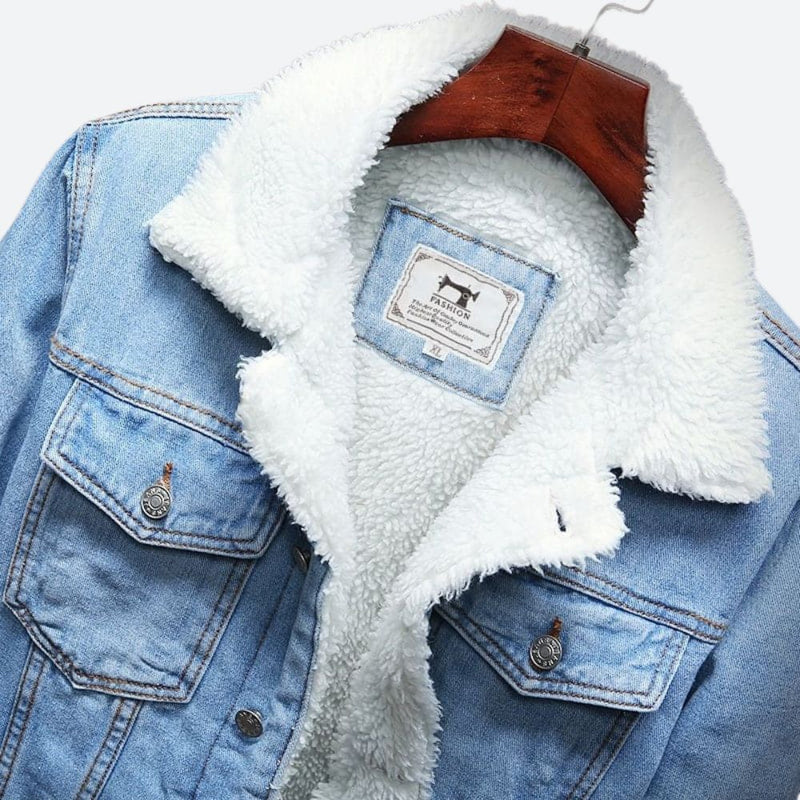 Veste d'hiver en denim pour hommes -  Isolation thermique