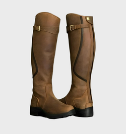 Amélie - Bottes cuir genou bout rond petit talon femme