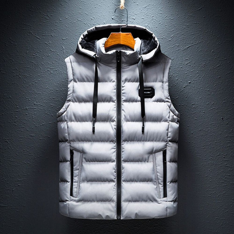 Confortable gilet d'hiver avec capuche pour hommes