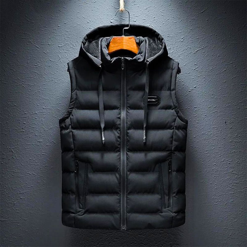 Confortable gilet d'hiver avec capuche pour hommes