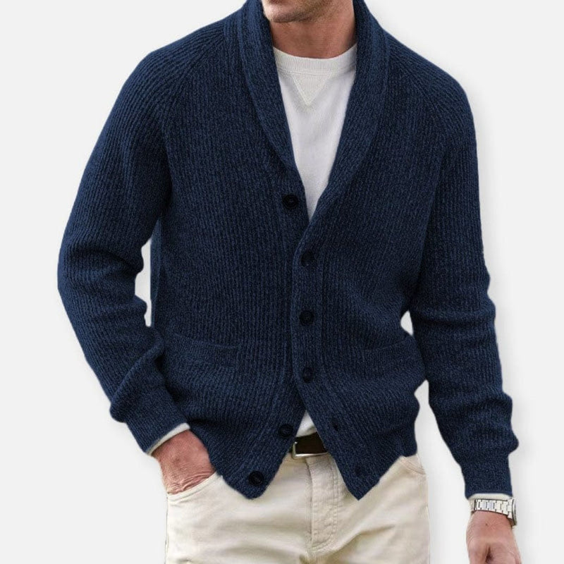 Asher | Homme Tricoté Bouton En Bas Cardigan | Chaud