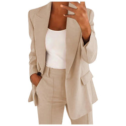 Ensemble tailleur pour femmes avec blazer et pantalon de couleur unie