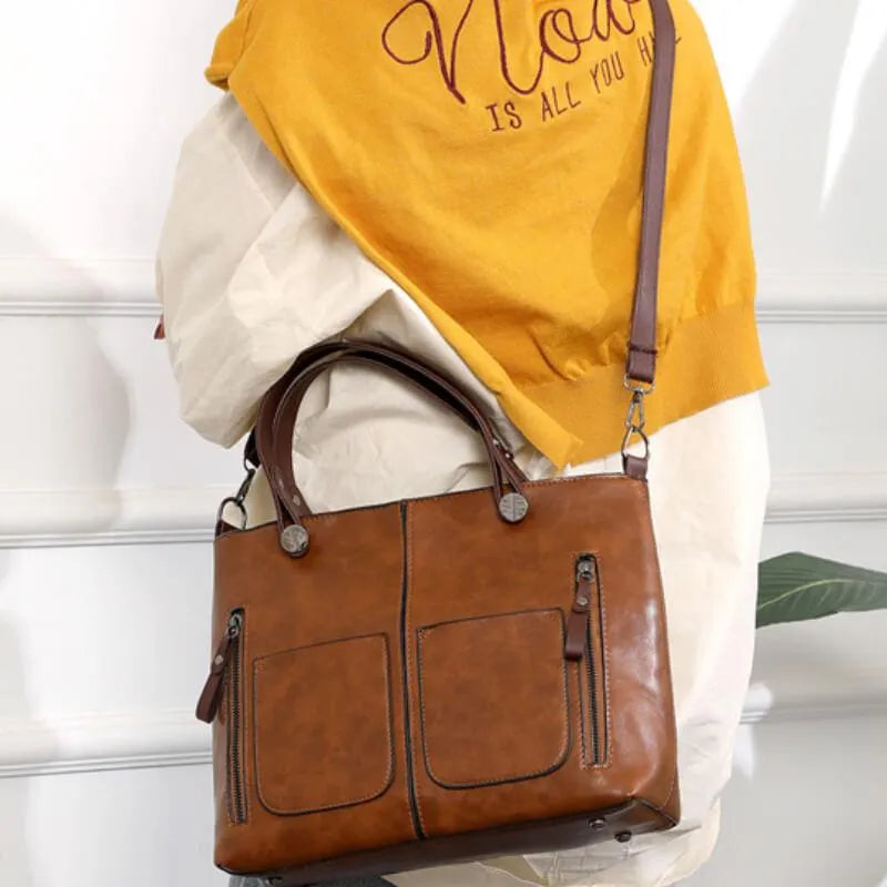 Sac à bandoulière en cuir vintage pour femmes