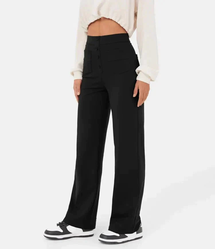 Olava – Pantalon élastique taille haute