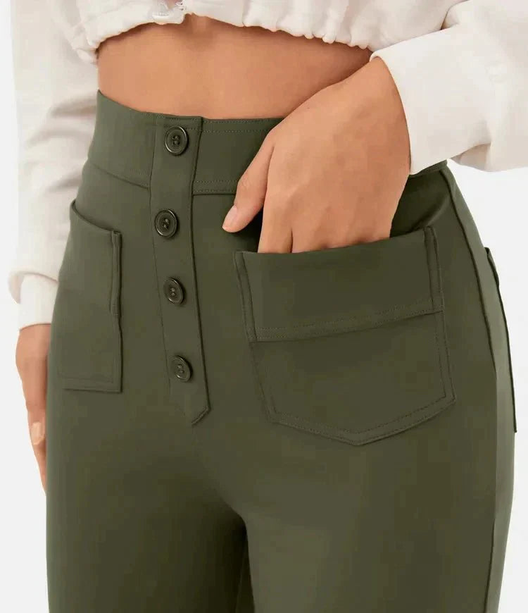 Olava – Pantalon élastique taille haute