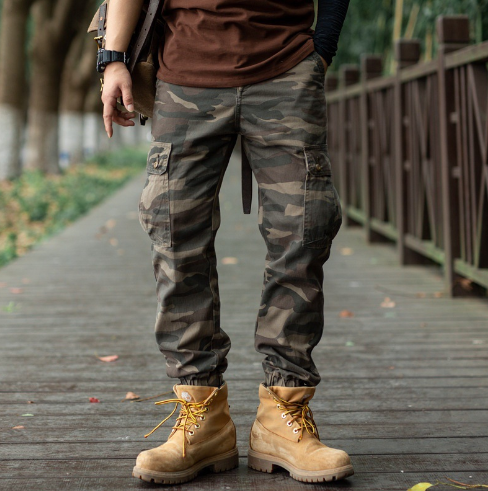 Cargo coton multi-poches camouflage homme